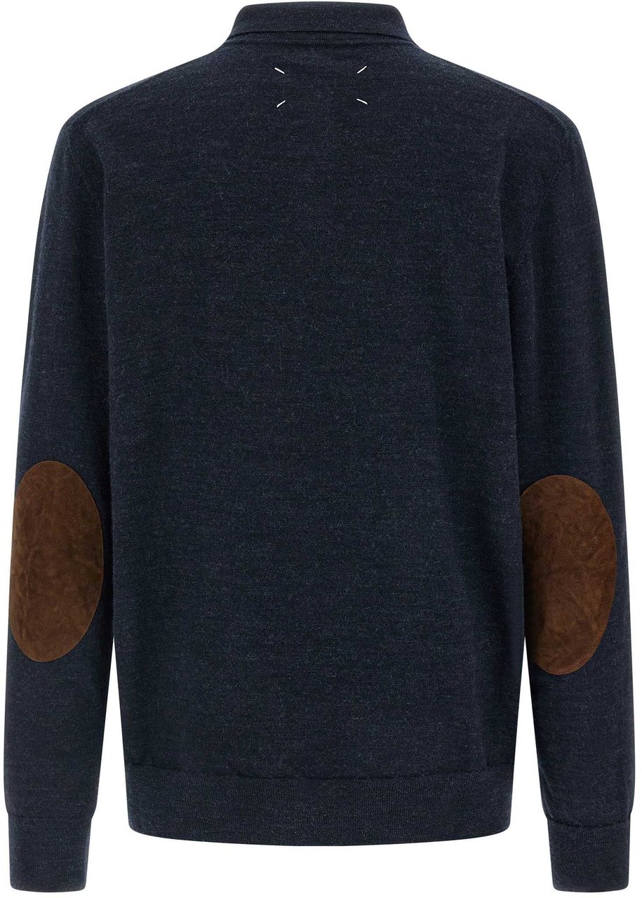 Maison Margiela Blue Wool Polo Shirt Blauw