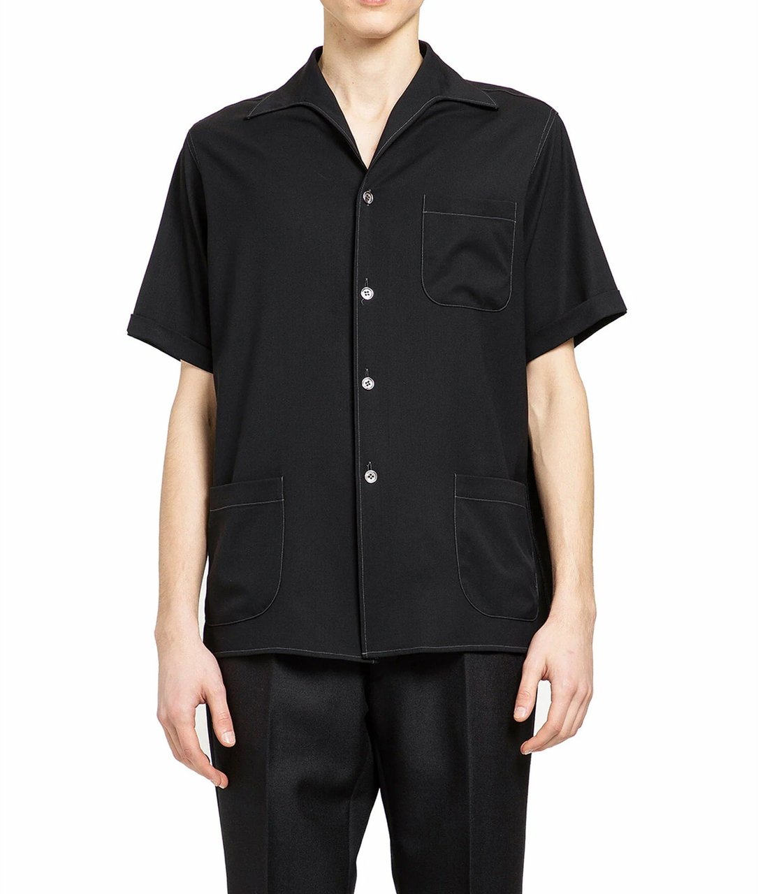 Maison Margiela short-sleeve wool shirt Zwart