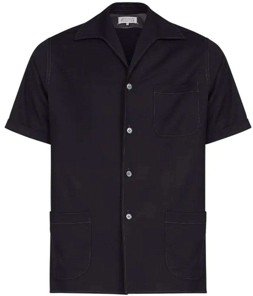 Maison Margiela short-sleeve wool shirt Zwart
