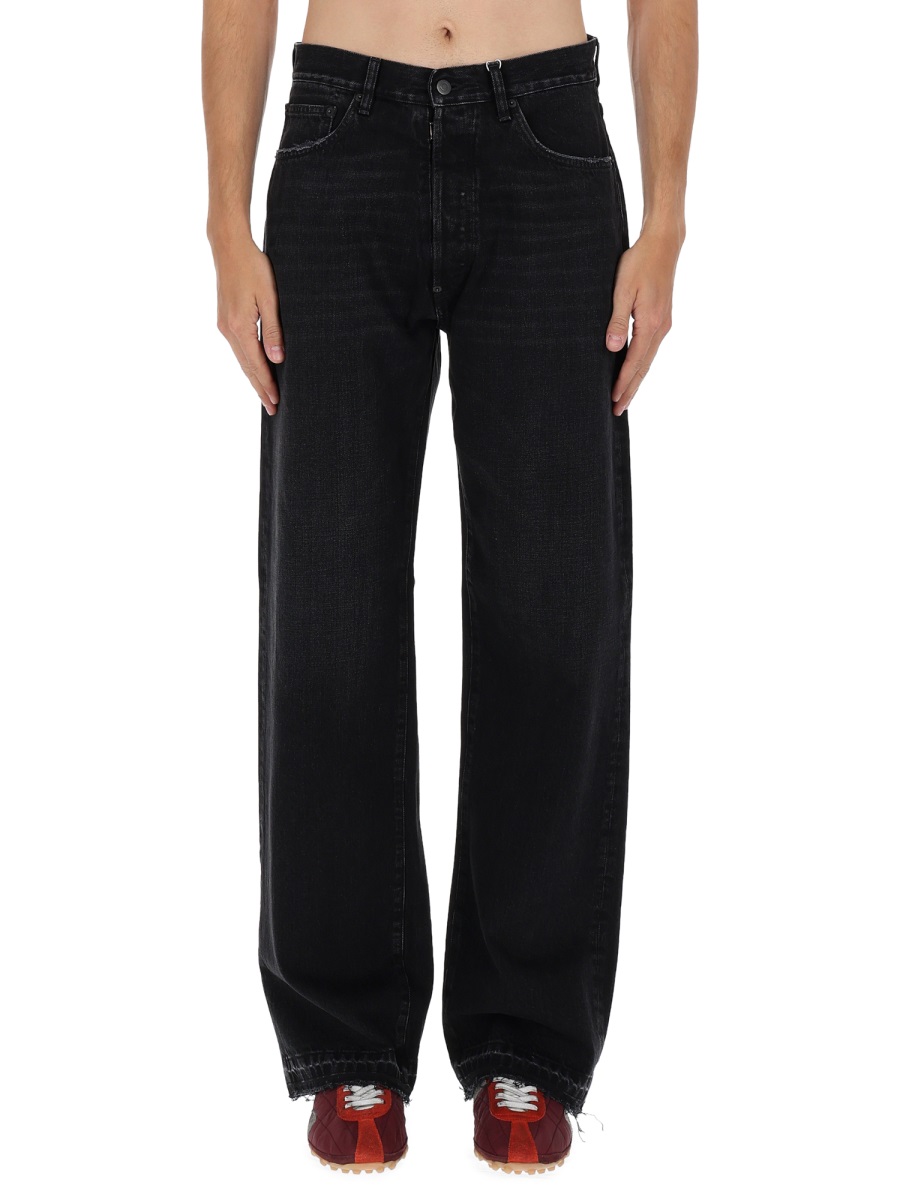 Maison Margiela Black Cotton Faded Raw-Hem Jeans Zwart