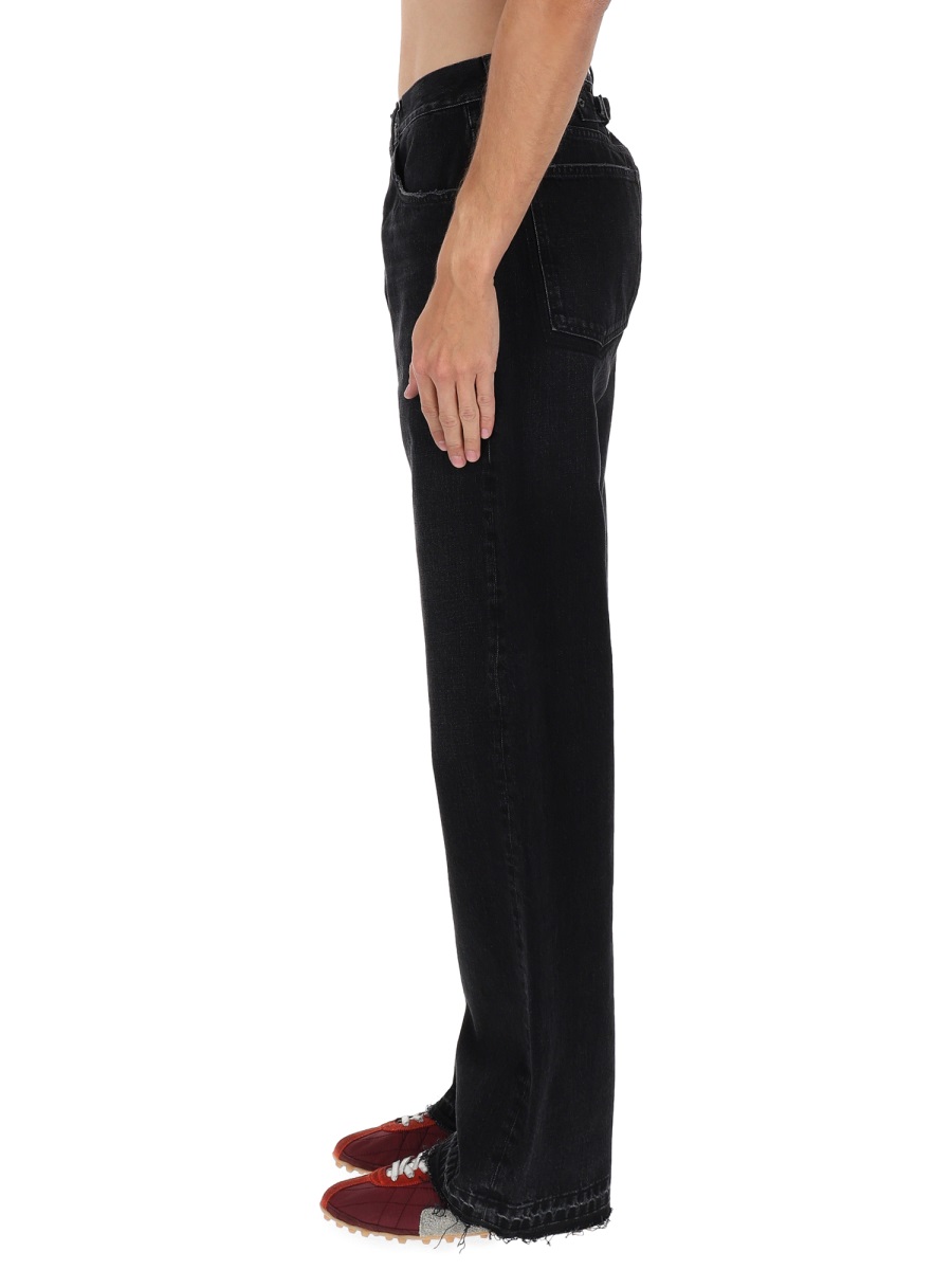 Maison Margiela Black Cotton Faded Raw-Hem Jeans Zwart