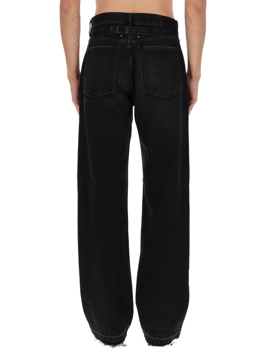 Maison Margiela Black Cotton Faded Raw-Hem Jeans Zwart