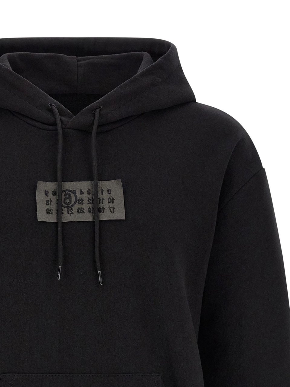 Maison Margiela Black Central Printed Detail Cotton Hoodie Zwart