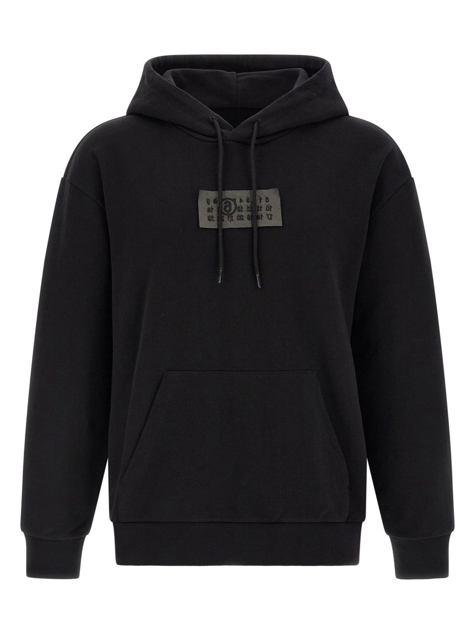 Maison Margiela Black Central Printed Detail Cotton Hoodie Zwart