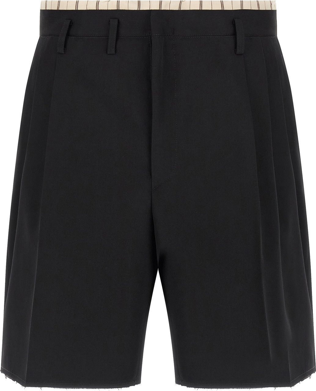 Maison Margiela Black Wool Bermuda Shorts Zwart