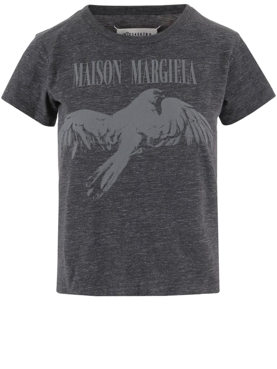 Maison Margiela Graphic Bird Print T-Shirt with Embroidered Detail Grijs