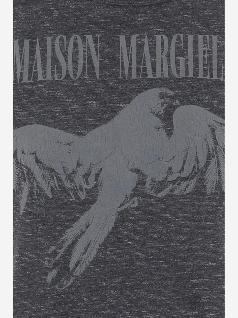 Maison Margiela Graphic Bird Print T-Shirt with Embroidered Detail Grijs
