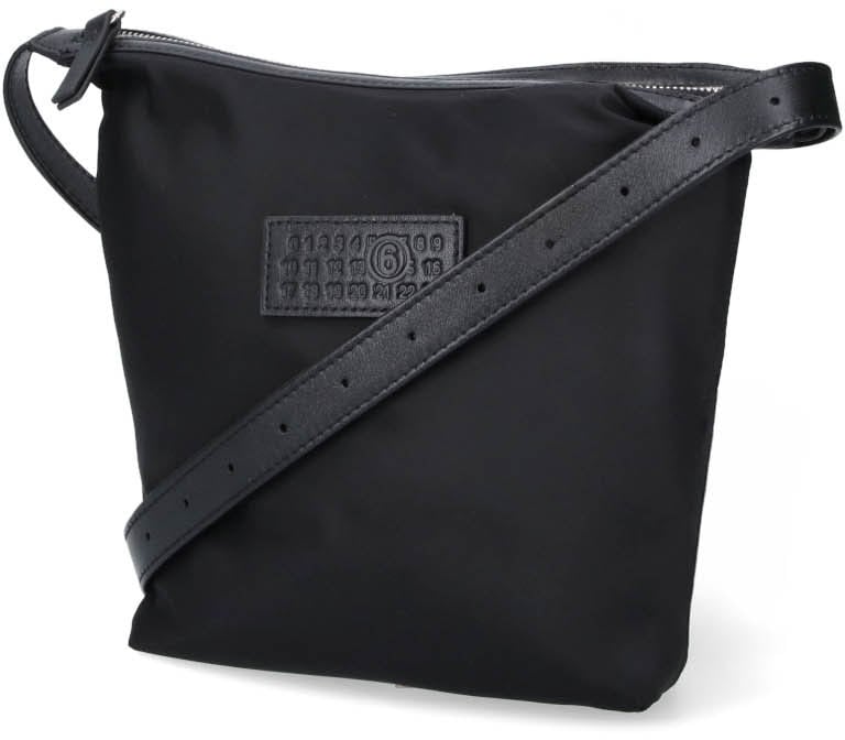 Maison Margiela Black Minimalist Rectangular Zip Crossbody Bag Zwart