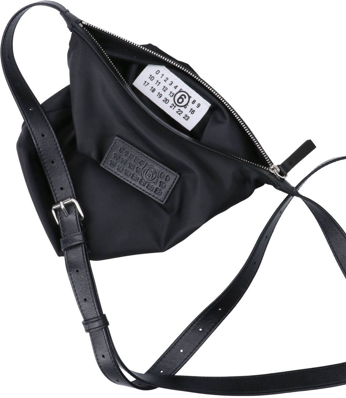 Maison Margiela Black Minimalist Rectangular Zip Crossbody Bag Zwart