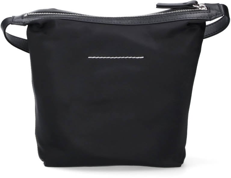 Maison Margiela Black Minimalist Rectangular Zip Crossbody Bag Zwart