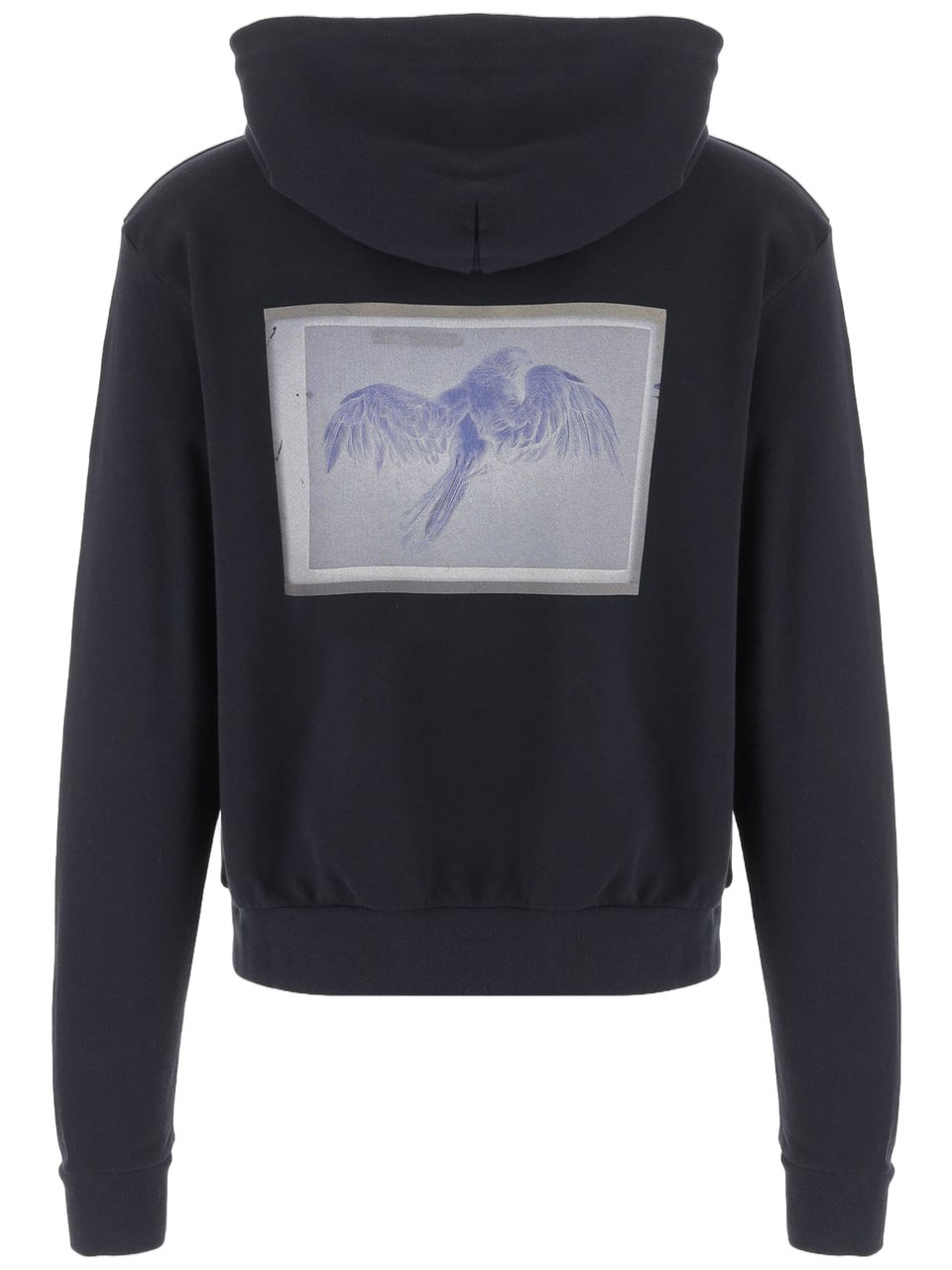Maison Margiela Navy Cotton Hoodie With Logo Detailing And Kangaroo Pocket Blauw