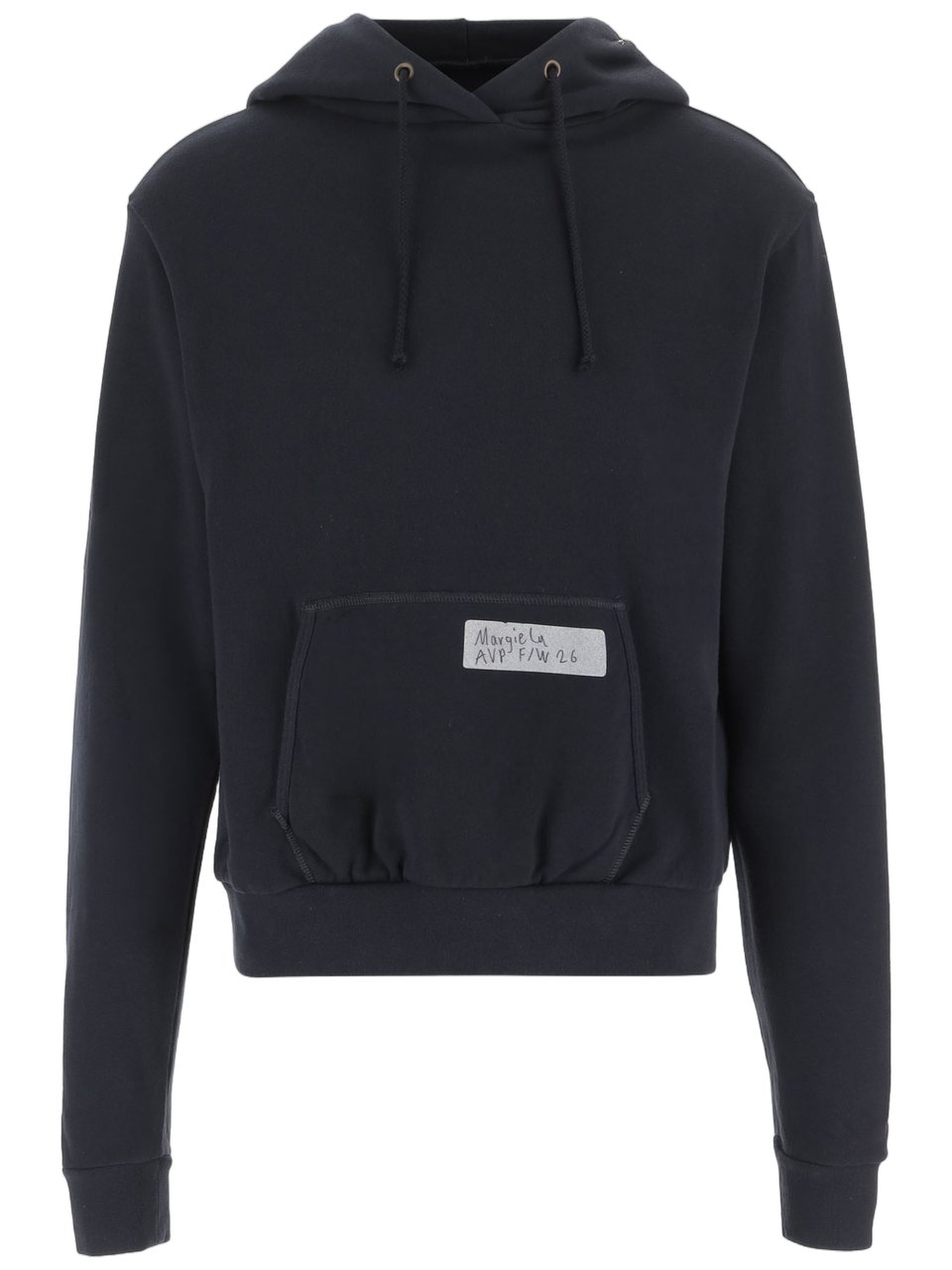 Maison Margiela Navy Cotton Hoodie With Logo Detailing And Kangaroo Pocket Blauw