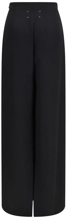 Maison Margiela Black Virgin Wool Maxi Trouser Skirt Zwart