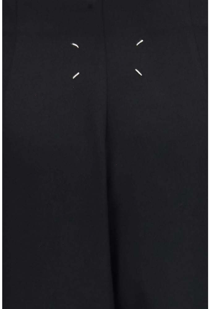 Maison Margiela Black Virgin Wool Maxi Trouser Skirt Zwart