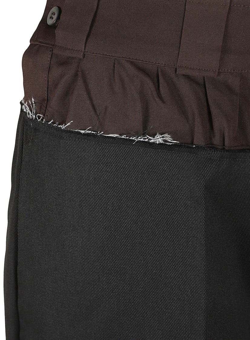 Maison Margiela Tailored Black Shorts With Unique Ruffled Waistband Zwart