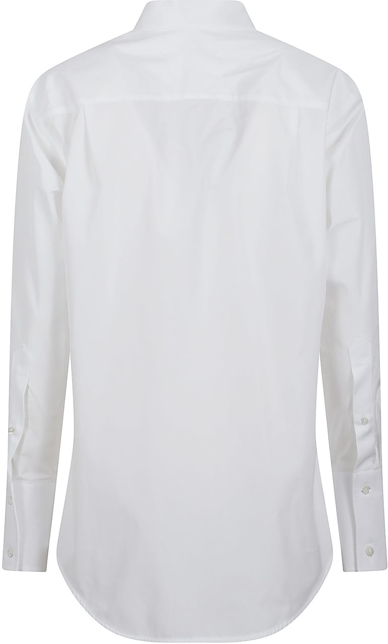Maison Margiela White Cotton Shirt with Classic Collarless Neckline Wit