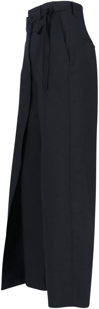 Maison Margiela Tailored Black Trousers with Front Tie Detail Zwart