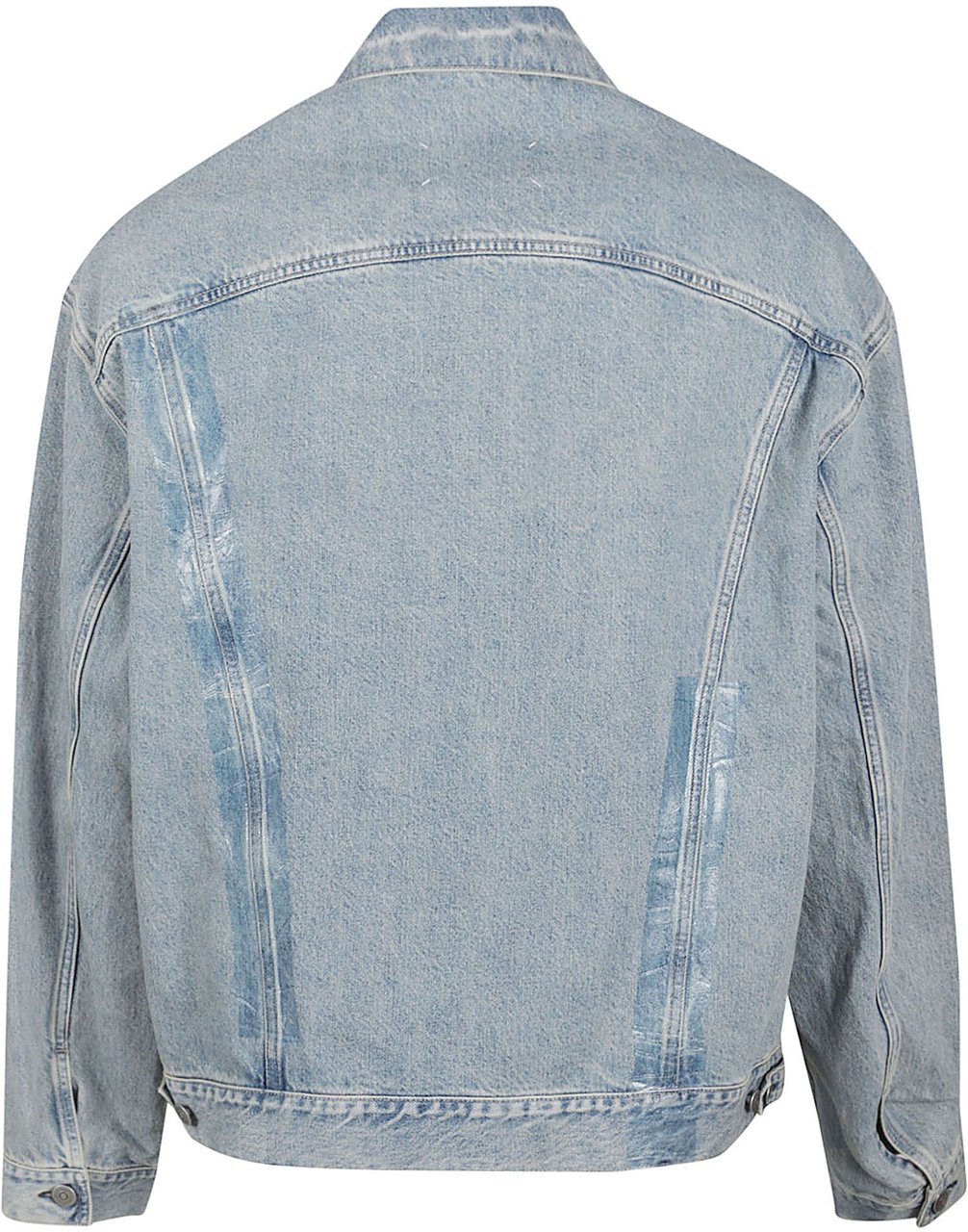 Maison Margiela Light Wash Denim Jacket with Distressed Accents Blauw
