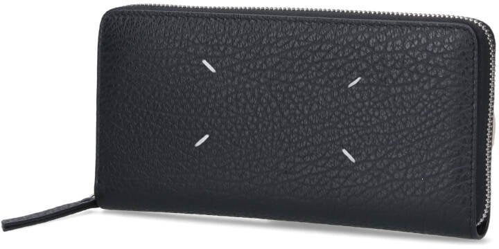 Maison Margiela Textured Calf Leather Zip Wallet Zwart