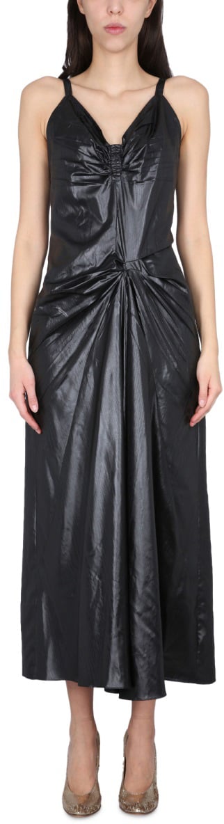 Maison Margiela MOIRÉ POLYESTER DRESS Zwart