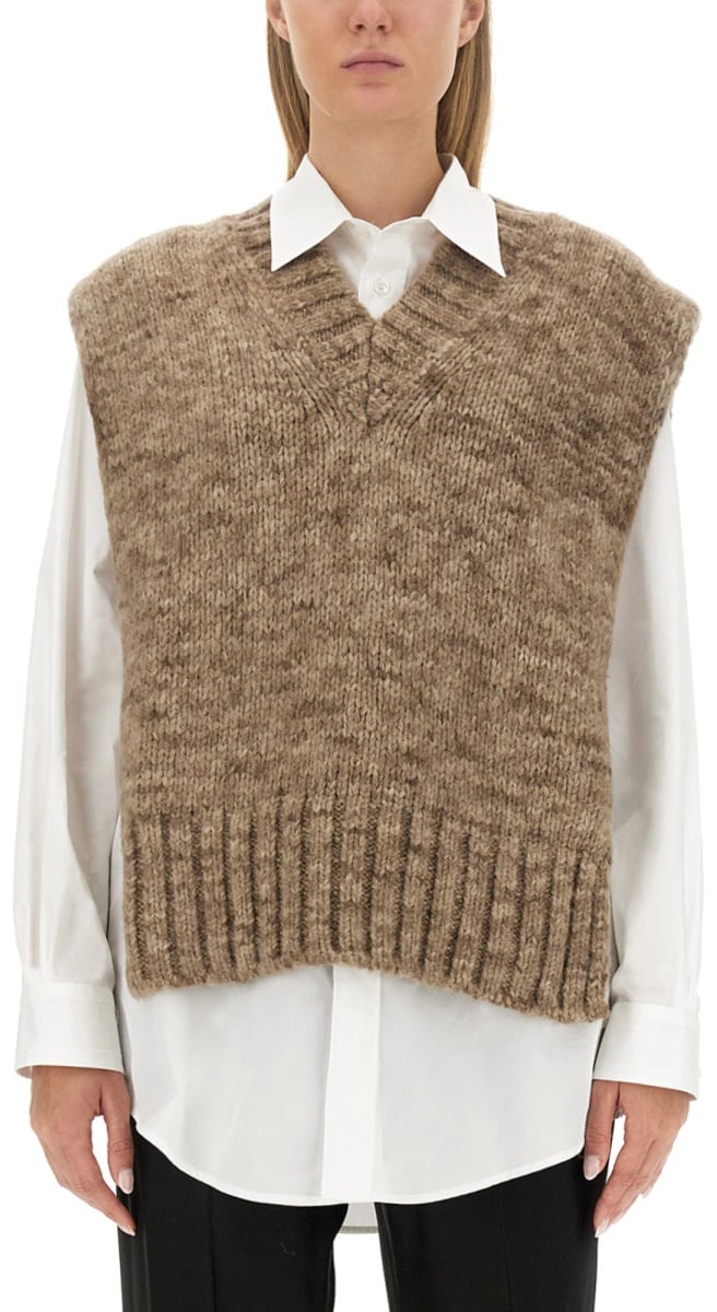 Maison Margiela KNITTED VEST Bruin