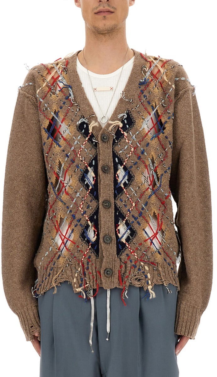 Maison Margiela CARDIGAN WITH DIAMOND PATTERN Bruin