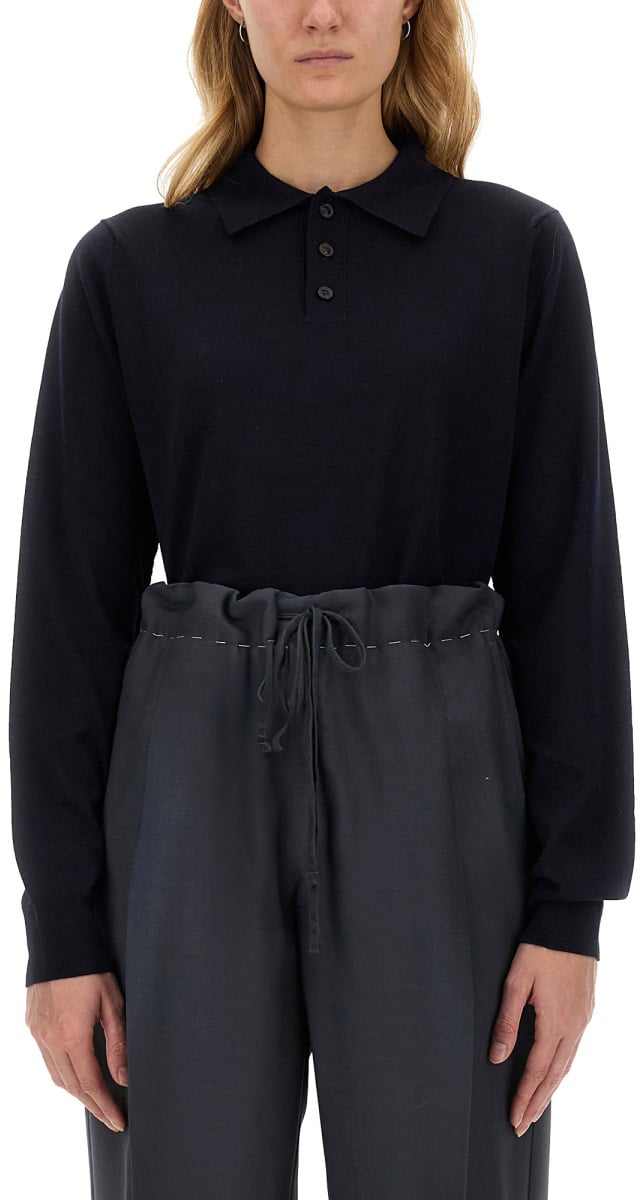 Maison Margiela WOOL POLO. Blauw