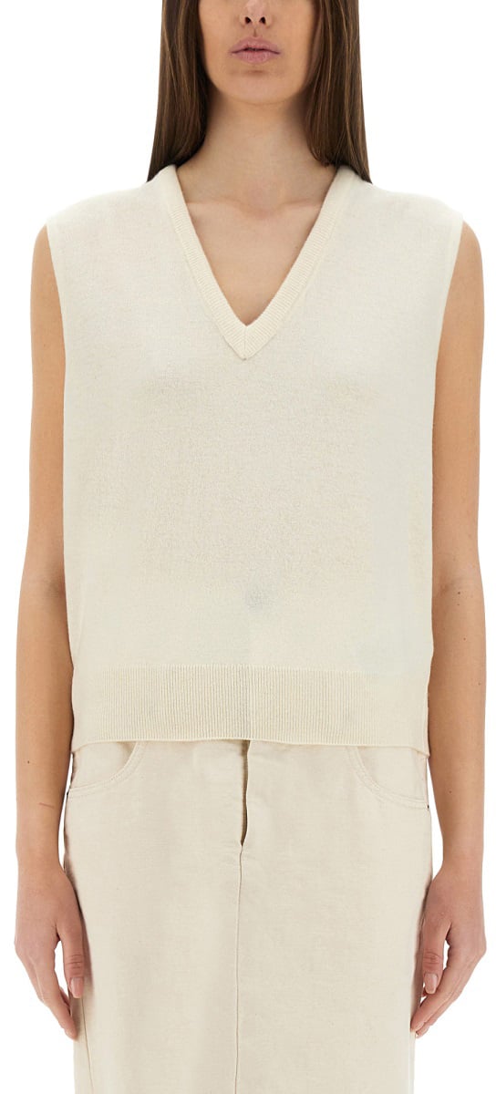 Maison Margiela V-NECK WOOL VEST Beige