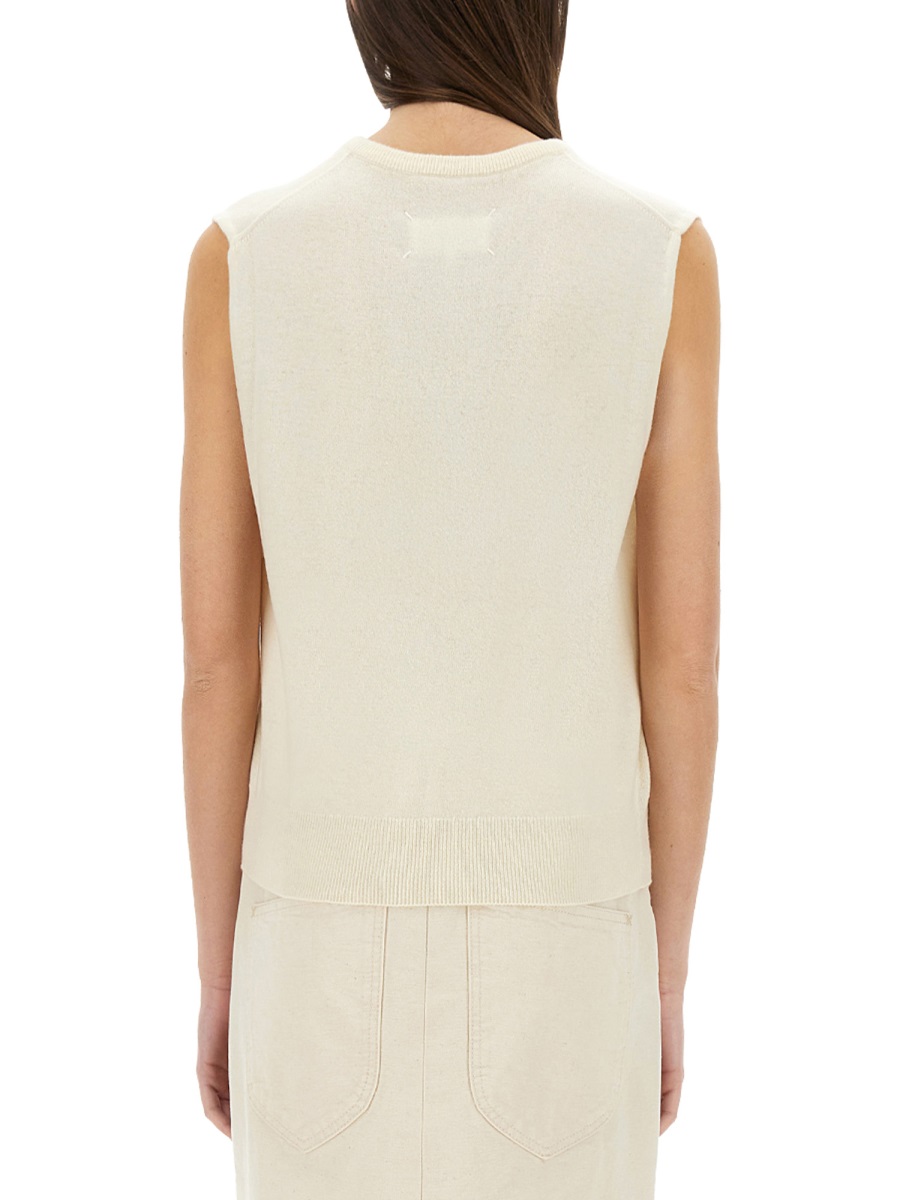 Maison Margiela V-NECK WOOL VEST Beige