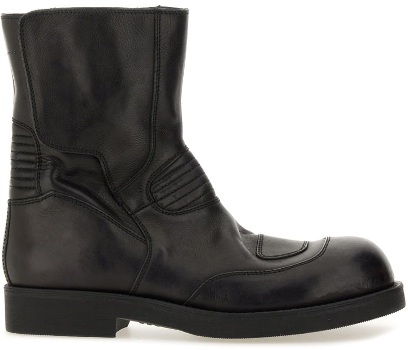Maison Margiela LEATHER BIKER BOOT Zwart