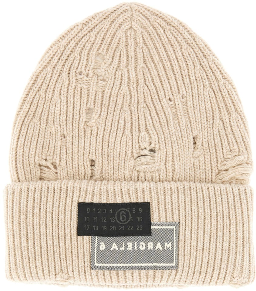 Maison Margiela BEANIE HAT WITH LOGO Beige