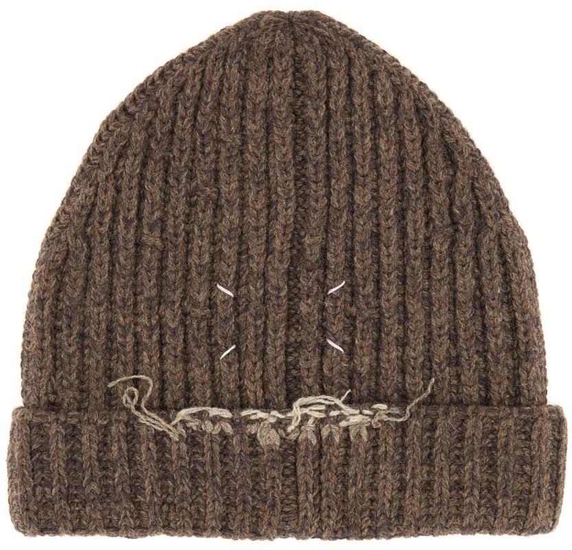 Maison Margiela WOOL AND COTTON BLEND BEANIE Bruin
