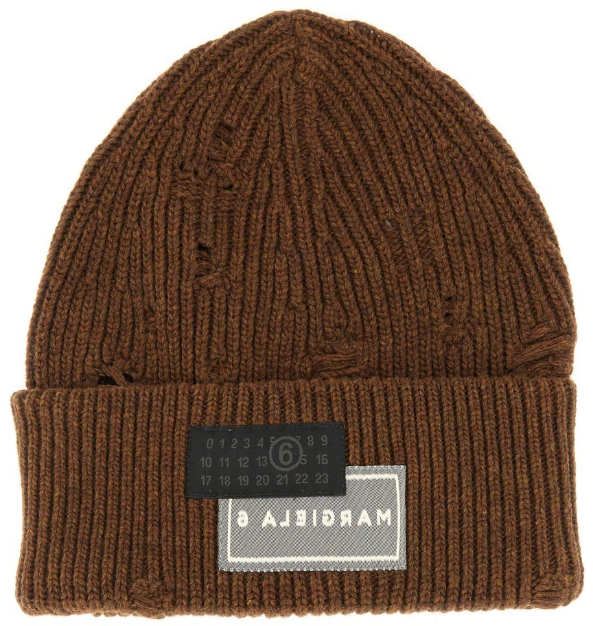 Maison Margiela BEANIE HAT WITH LOGO Bruin