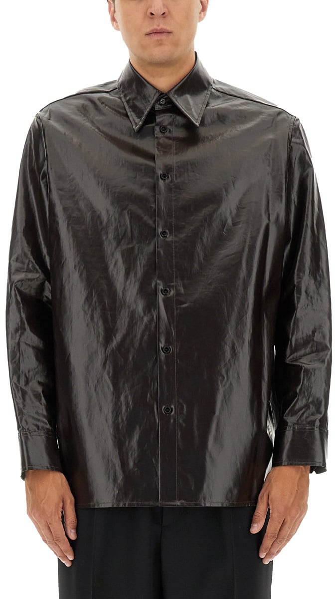 Maison Margiela SHINY LINEN SHIRT Bruin