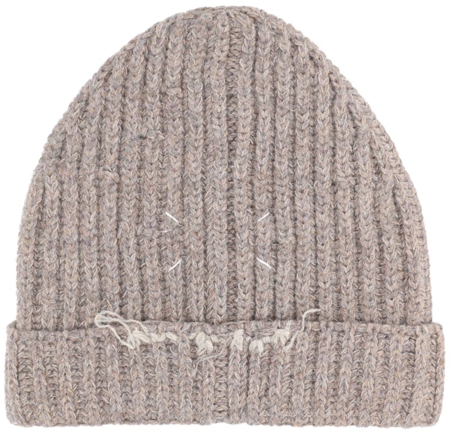 Maison Margiela WOOL AND COTTON BLEND BEANIE Beige