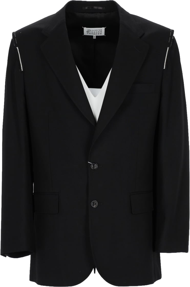 Maison Margiela GIACCA MONOPETTO IN LANA Zwart