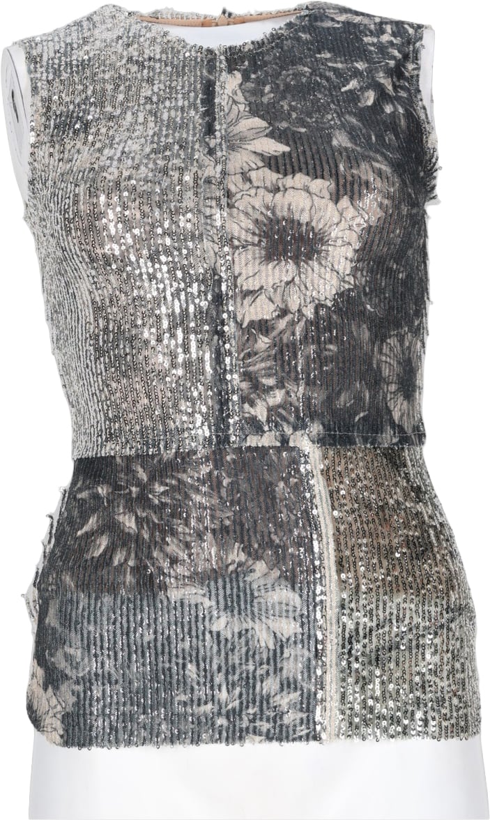Maison Margiela TOP FLOREALE CON PAILLETTES Grijs