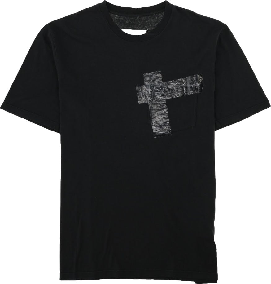 Maison Margiela T-SHIRT IN JERSEY DI COTONE "TAPED" Zwart