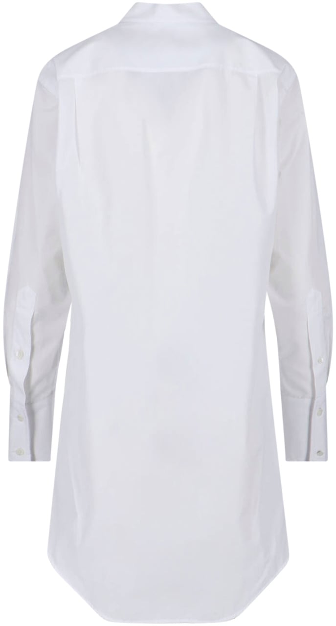 Maison Margiela White Poplin Front Tie Mini Dress Wit