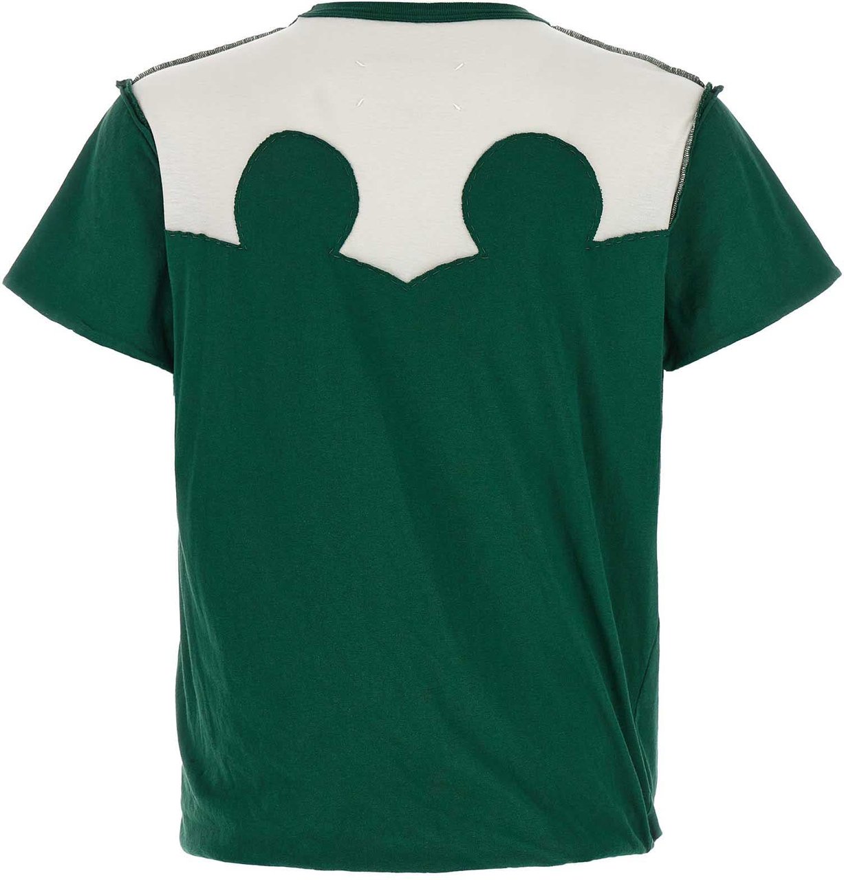 Maison Margiela Green Cotton Logo Print T-Shirt Zwart