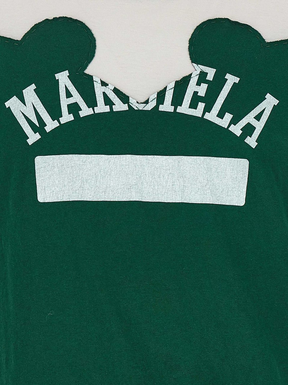 Maison Margiela Green Cotton Logo Print T-Shirt Zwart