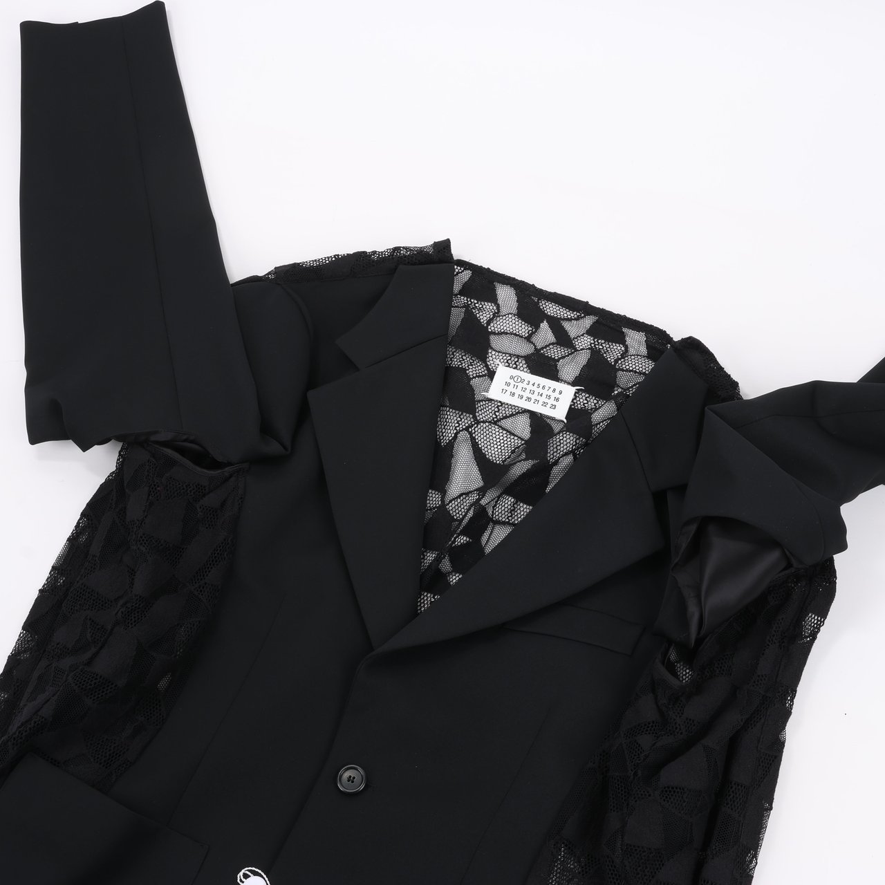 Maison Margiela Maison Margiela Black Blazer with Lace Overlay, Size 40 Zwart