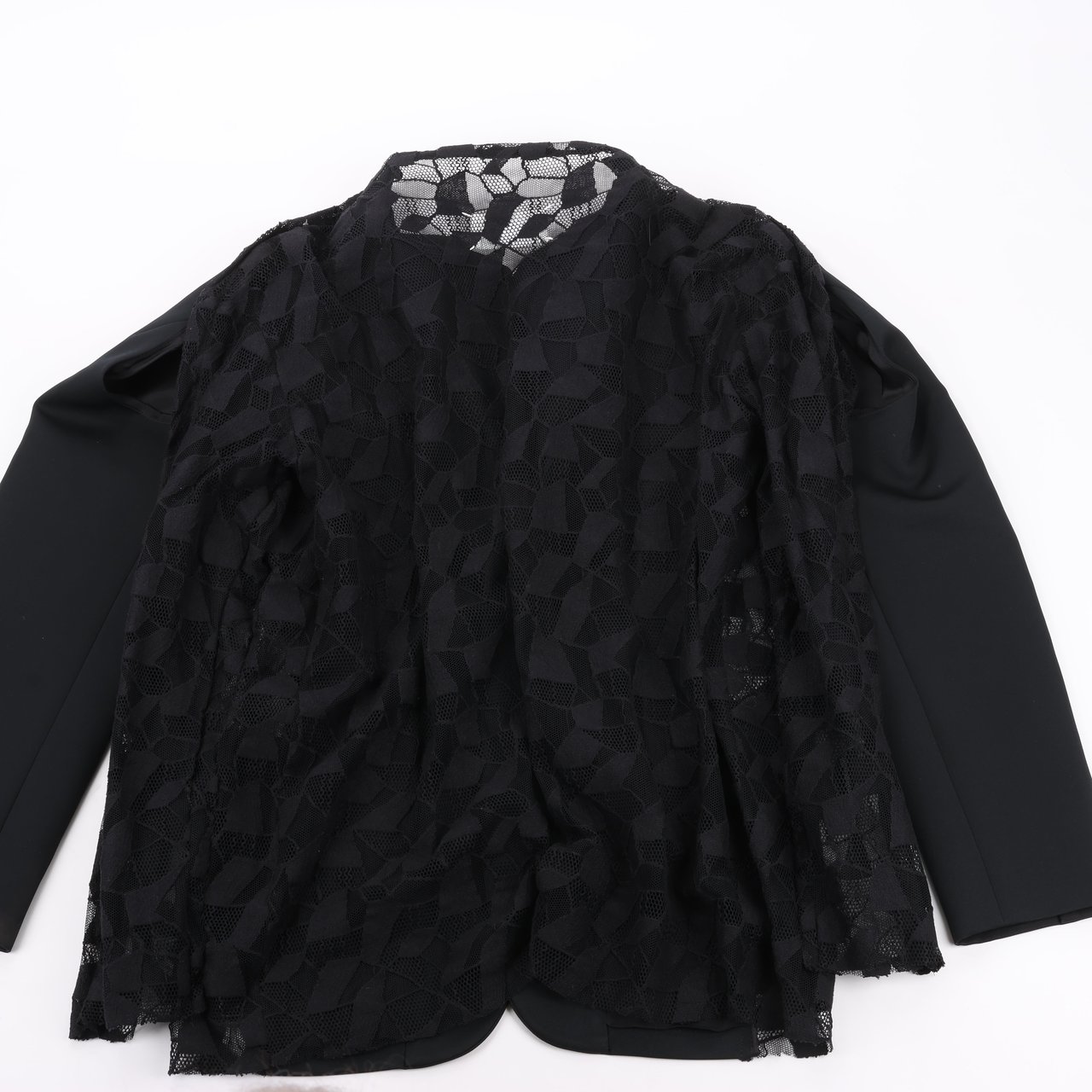 Maison Margiela Maison Margiela Black Blazer with Lace Overlay, Size 40 Zwart