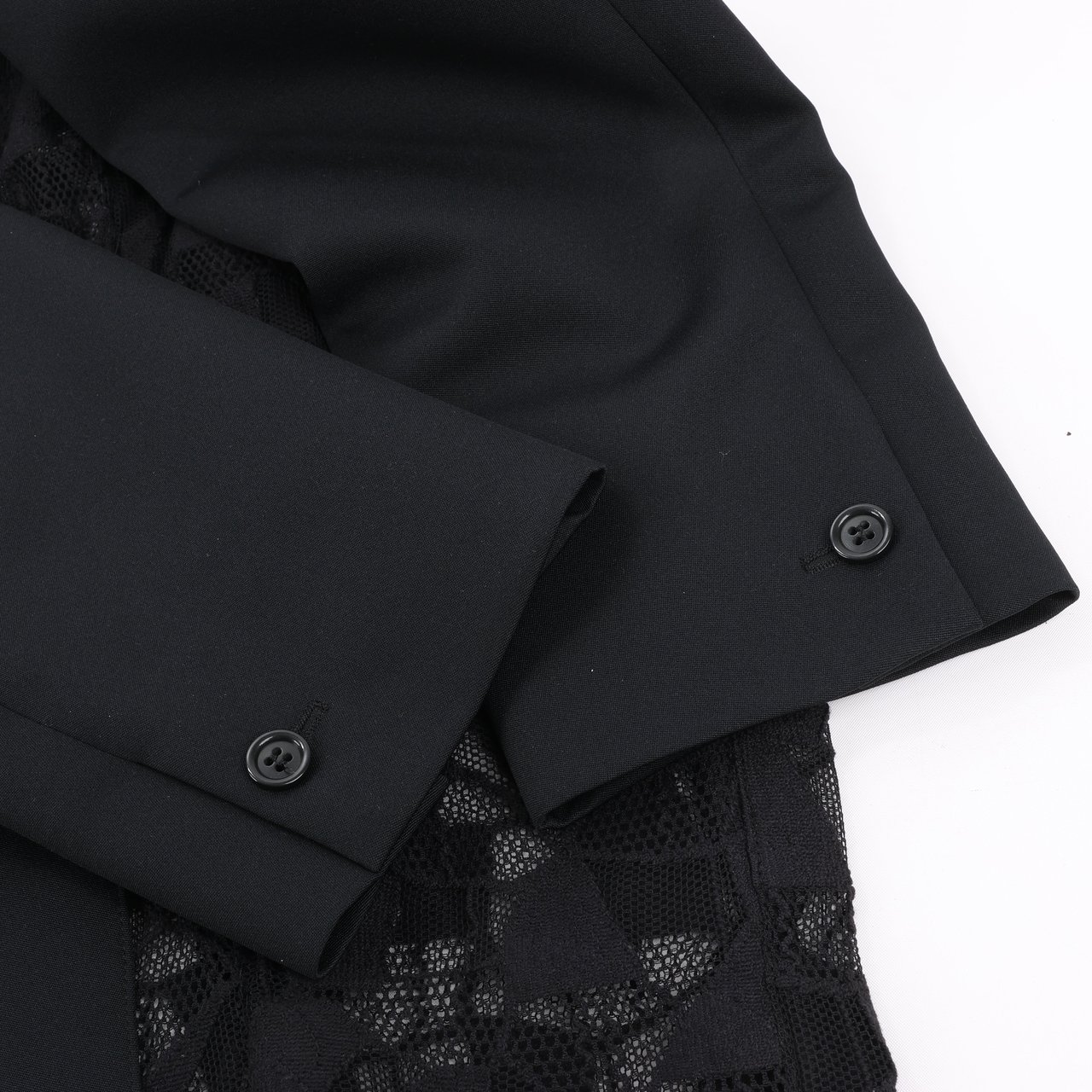 Maison Margiela Maison Margiela Black Blazer with Lace Overlay, Size 40 Zwart