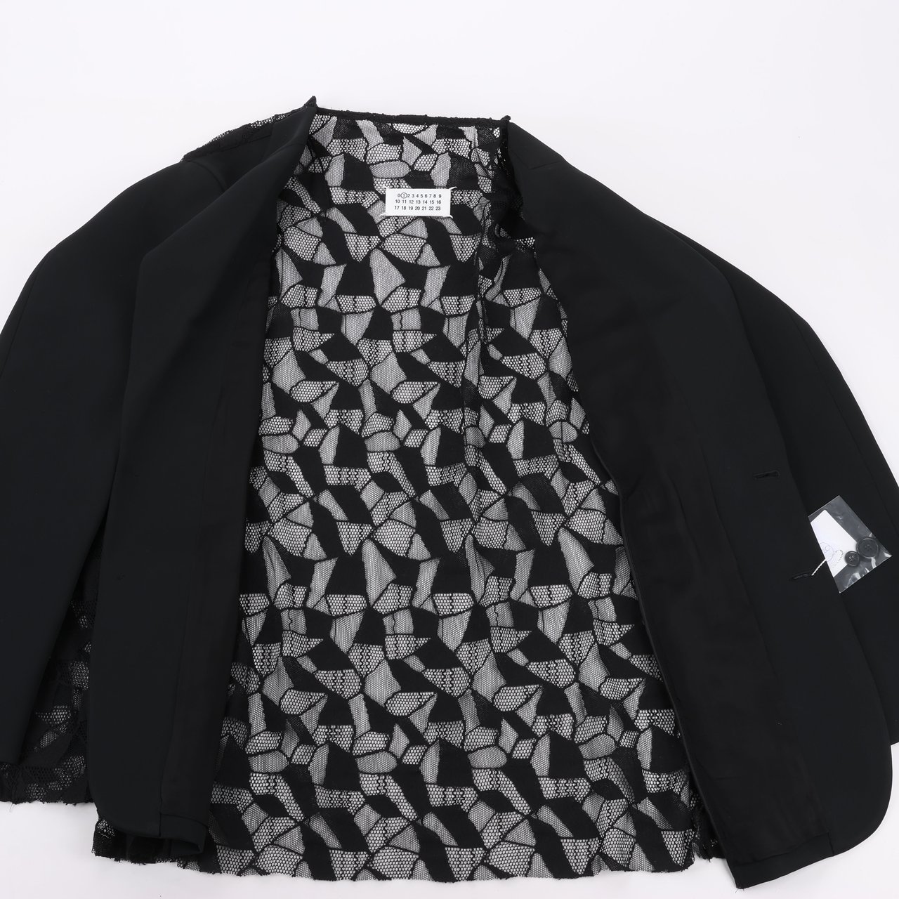Maison Margiela Maison Margiela Black Blazer with Lace Overlay, Size 40 Zwart