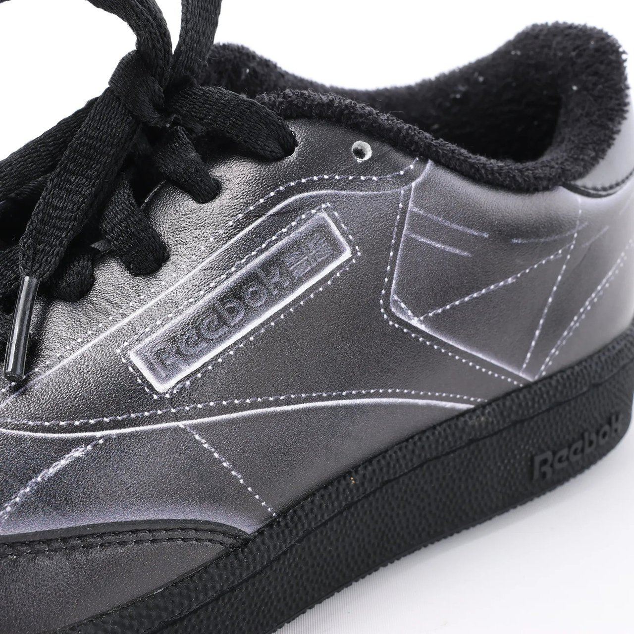 Maison Margiela x Reebok Club C Leather Sneakers in Black H02361, Size 36 EU Zwart