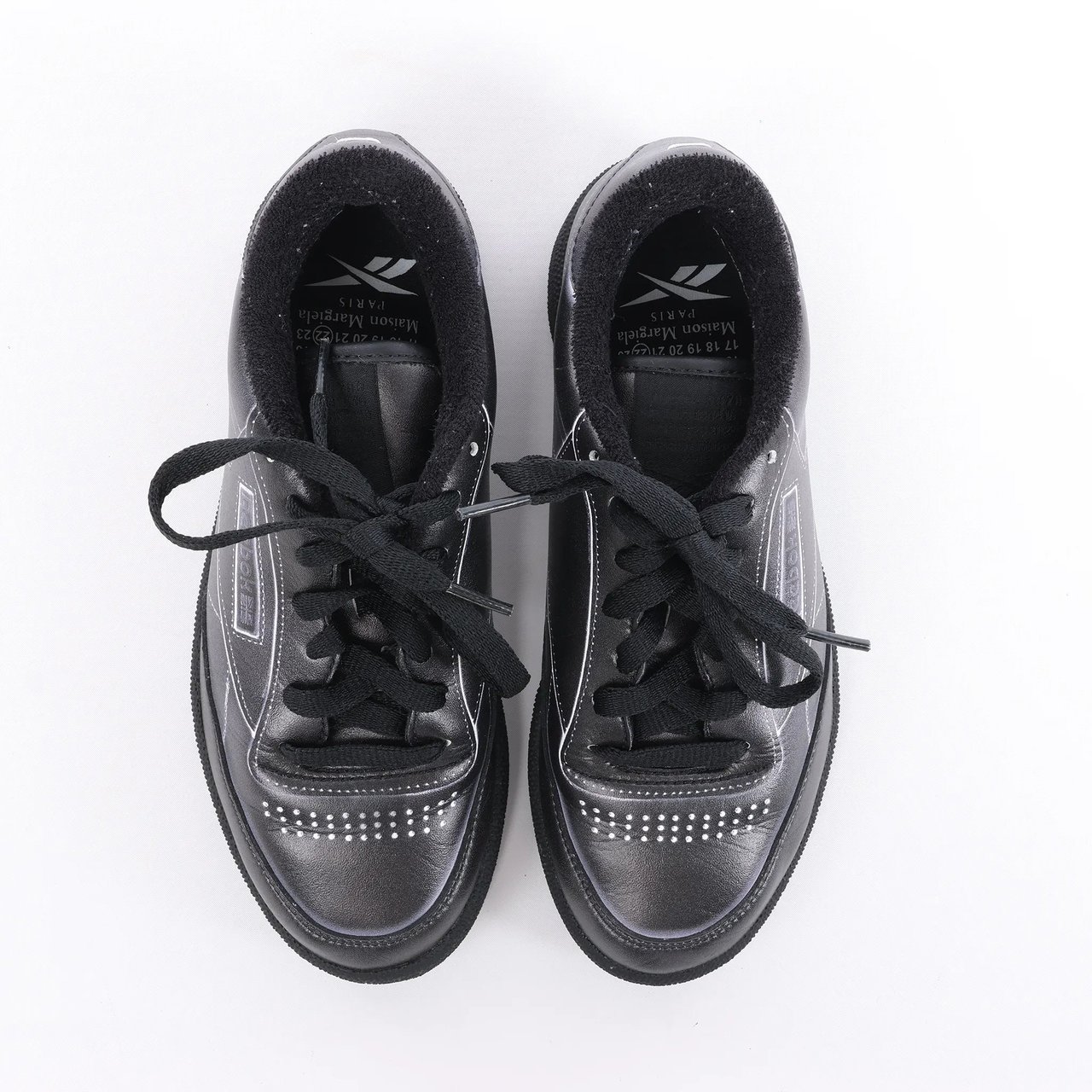 Maison Margiela x Reebok Club C Leather Sneakers in Black H02361, Size 36 EU Zwart