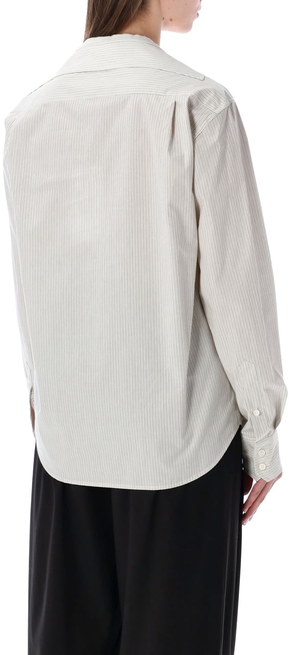 Maison Margiela Collarless Striped Shirt Striped White Wit
