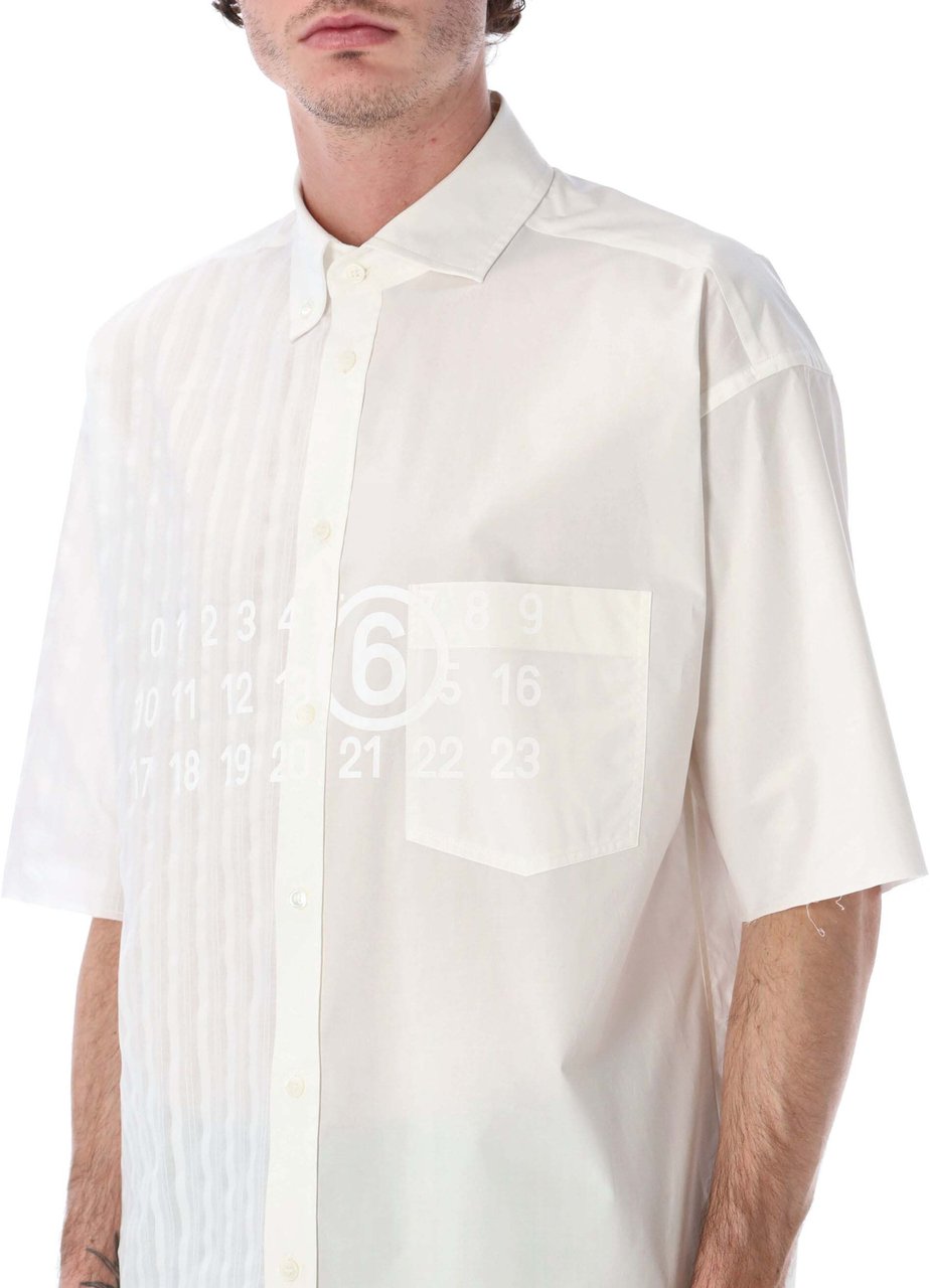 Maison Margiela Bowling Shirt Numbers White + White Stripes Wit