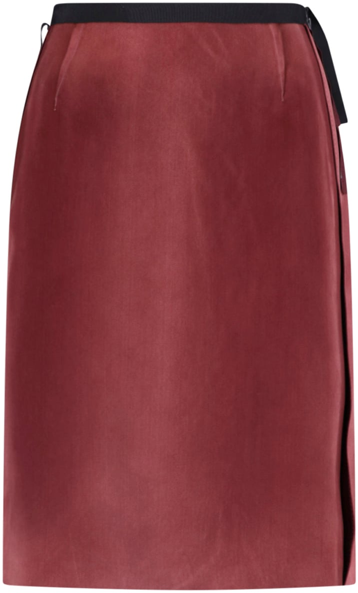 Maison Margiela Bordeaux Viscose Midi Darts Skirt Maroon